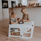 2-in-1 Transformable Kitchen tower - Kitchen observation tower for Toddlers - Montessori tower for Children - Foldable weaning Table and Chair Sweet Home From Wood