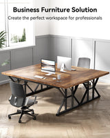 LITTLE TREE 70.8-Inch Large Executive Desk, Farmhouse Computer Office Desk, Wooden Work Desk Writing Table for Home Office, Brown-Black LITTLE TREE