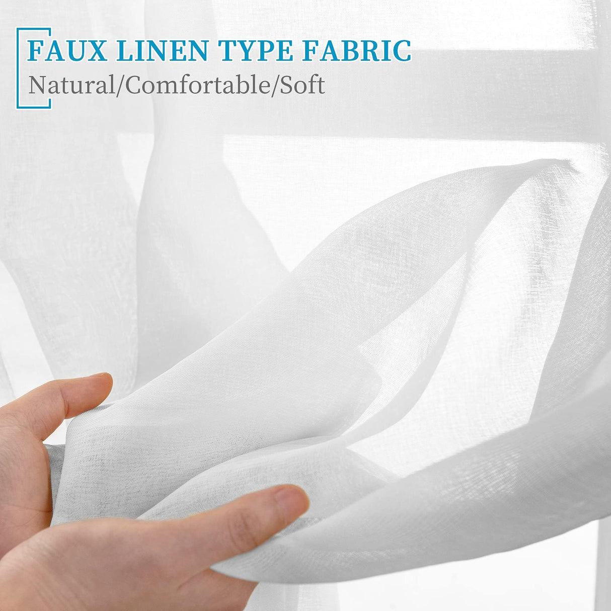 Anjee 4 Panels White Sheer Curtains 108 inches Long Rod Pocket Semi Sheer Curtain Translucency Balance Privacy Voile Window Drapes for Outdoor Patio Yard Glass Dining Room Living Room, 52 x 108 Inch Anjee