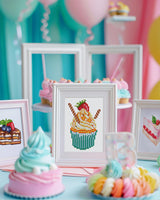 PeakLuv 12 Pcs Small Diamond Art Kits, Cake Mini Diamond Painting Kits for Adults Beginners, 5D DIY Square Drill Diamond Dots, Quickly Finishable Mini Gem Art for Home Wall Desktop Decor, 6X7in PeakLuv