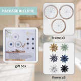 Paquesta 3 Piece Round Farmhouse Wall Decor with 6 Piece Interchangeable Flowers 12'' Medallion Wood & Metal Rustic Wall Art for Living Room Bedroom Kitchen Bathroom Dining Room Home Decorations Paquesta