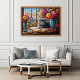 PICKFORU Cat Puzzles for Adults 1000 Pieces, Kitty Flower Book Puzzle，Eiffel Tower Kitten Jigsaw Puzzle Scenic, Animals Floral Jigsaw Puzzles for Adults PICKFORU