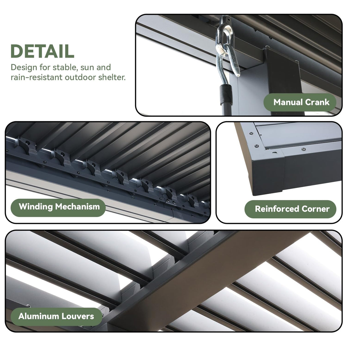 MELLCOM Louvered Pergola 10x18, Modern Aluminum Pergola with Adjustable Roof, Outdoor Shade Structure with Integrated Drainage System, Hardtop Gazebo Carport for Patio MELLCOM