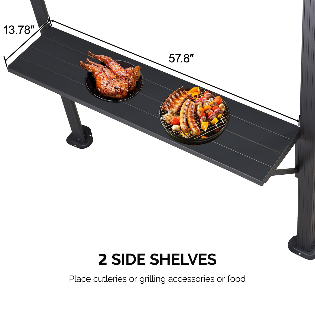 PURPLE LEAF 6' X 8' Hardtop Grill Gazebo for Patio Permanent Aluminum Barbeque Shelter Gazebo Canopy with Ceiling Hook and Shelves Double Tiered Grey PURPLE LEAF