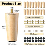 Maitys 4 Inch Round Solid Furniture Legs Furniture Wooden Replacement Feet Chair Dresser Couch Legs Table Cabinet Sofa Legs Footstool DIY Projects for Home (Wood,16 Pcs) Maitys