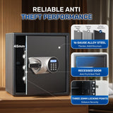 BlackSmith Biometric Handgun Safe 1.8 Cubic Feet Home Safe Quick Access Fingerprint Security Lock Box for Money Firearm Valuables with Dual Alarm System Fireproof Bag and Removable Shelf BlackSmith