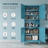 Bevivog 69" Pantry Cabinet,Tall Metal Storage Cabinet with Doors and Adjustable Shelves,High Freestanding Cupboard Locker for Kitchen,Dining Room,Living Room,Office,Blue Bevivog