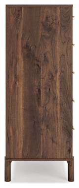 Signature Design by Ashley Calverson Contemporary 5 Drawer Chest of Smooth-Gliding Drawers and Safety Stop, Dark Brown Signature Design by Ashley