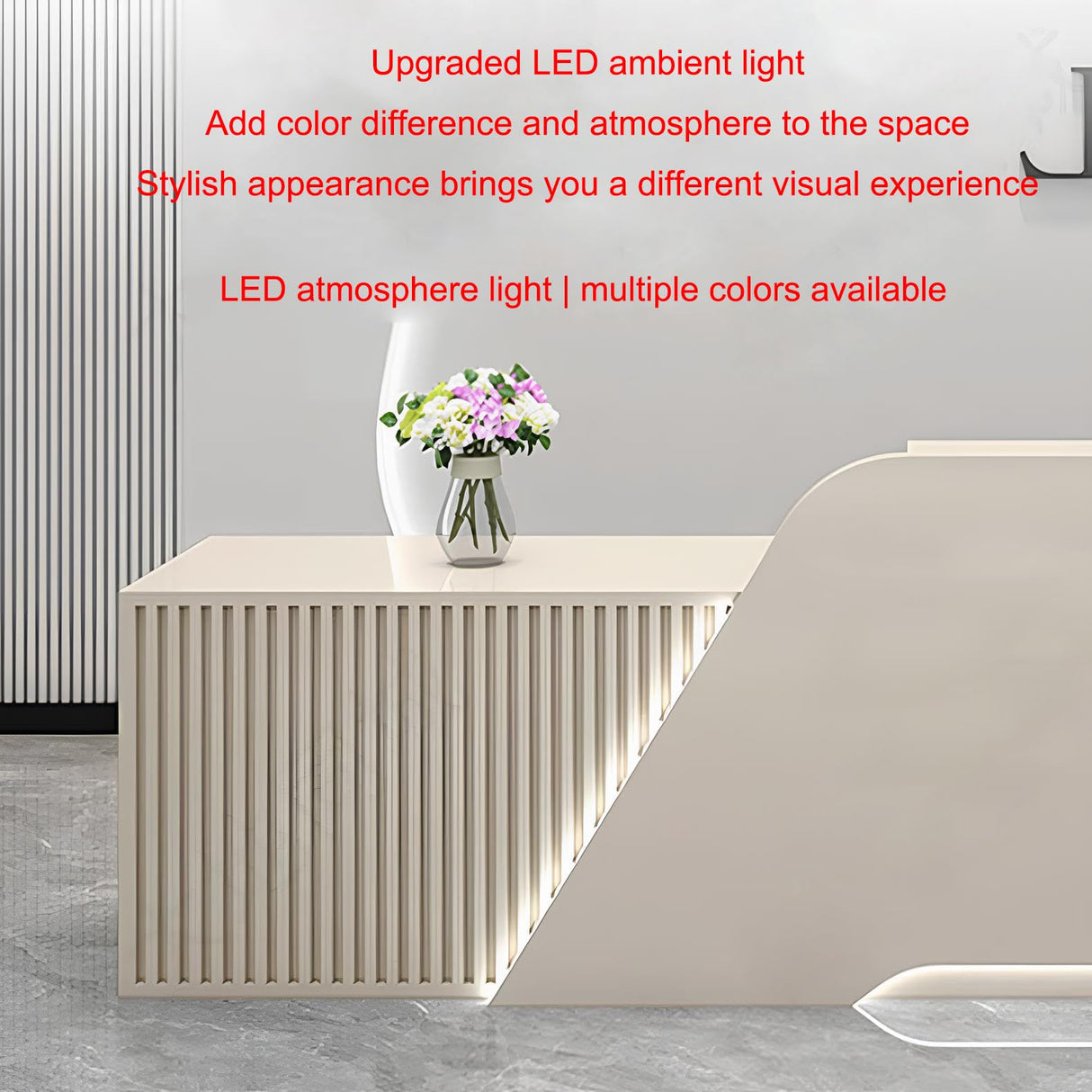 Salon Reception Desk with Counter Modern Front Desk Reception Counter with Lockable Drawer & Light Strip for Clothing Store Beauty Salon - Pretty Easy to Install Generic