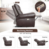 HAOMARKETS Classic Oversized Power Recliner Chair with with Rivets, Breathable Faux Leather Electric Recliner with USB Port, Overstuffed Reclining Sofa for Living Room, Dark Brown HAOMARKETS