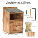 Owl House Wooden Building Kit for Adults Prebuilt Owl Box for Outside Premium Wooden Bird House Kit with Owl Box Cedar Shavings&Screws Included Owl Nesting Box,Barn Owl,Screech Owl Houses HHWODB