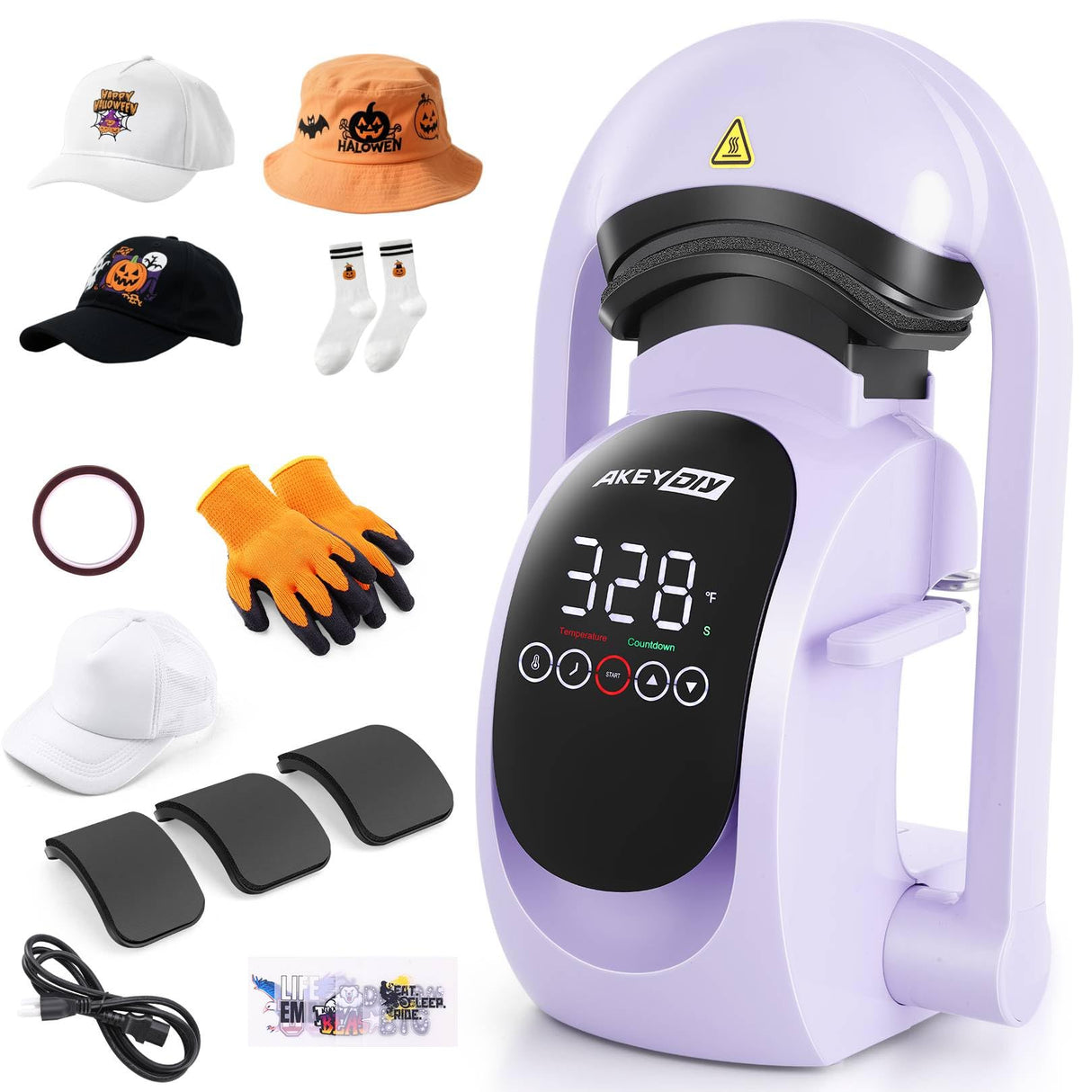 AKEYDIY 3-in-1 Auto Cap Heat Press Machine, Hat Heat Press with 3pcs Replaceable Heating Pads, Automatic Release&Press Large Touchscreen Digital Control Panel, DIY Sublimation Caps T-Shirts Bags AKEYDIY