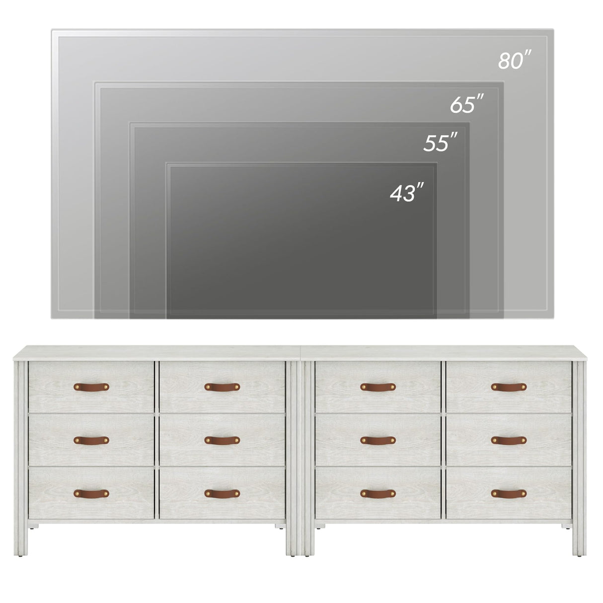 WAMPAT White Dresser for Bedroom, Large Long Dresser with 12 Drawers, Kids Dressers & Chest of Drawers, Set of 2 Classic Storage Cabinet Organizer for Closet, Living Room, Hallway WAMPAT