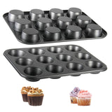 TAOUNOA Muffin Tin, 12-Well Nonstick Cupcake Pan Set of 2, Heavy Duty Steel Muffin Pan TAOUNOA
