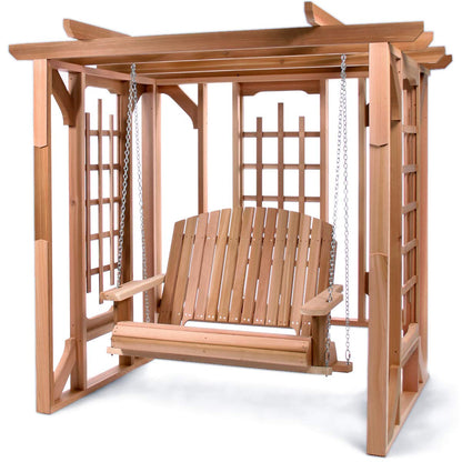 All Things Cedar PO72-S Cedar Pergola Garden Arbor Swing Set | Handcrafted Wood Swing for Backyard | Garden Outdoor Swing | Luxurious Cedar Outdoor Patio Swing Set 82x72x74
