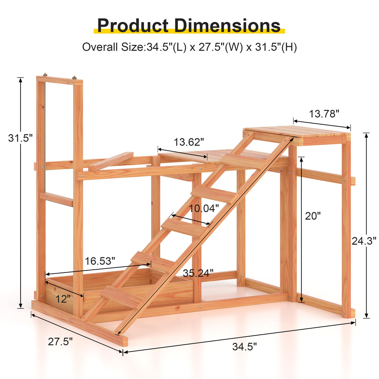 Chicken Activity Play Chicken Perches for Poultry Run with Wood Stand, Ladder, Platforms, Swing Stand, Food Storage Wood Chicken Toy for Coop, Outdoor Birds Pet Entertainment Stress Relief GOJOOASIS
