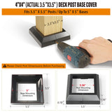 Wocepu 4 pcs 4x4 (Actual: 3.5"x3.5") Aluminum Deck Post Base Cover, for Deck railings, Stairs, Patios, Porches Split Deck Post Skirt (Black) WOCEPU