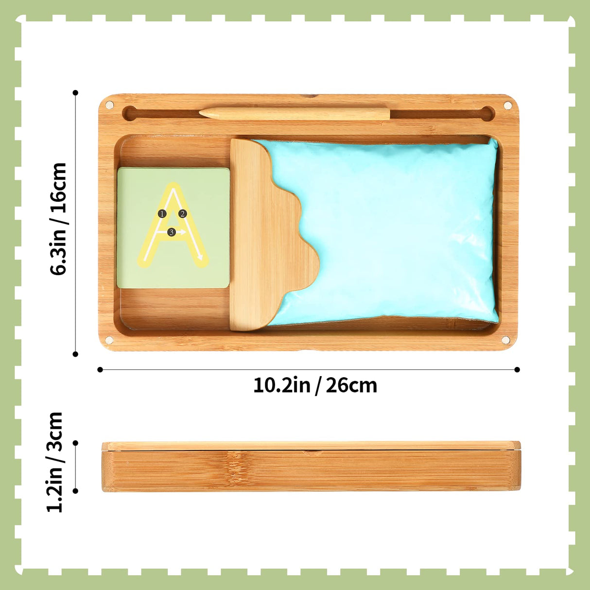 AtMini Sand Tray for Classroom Montessori Sand Tray with Lid Wooden Sand Trays for Kids Writing Letters and Numbers (Blue) AtMini