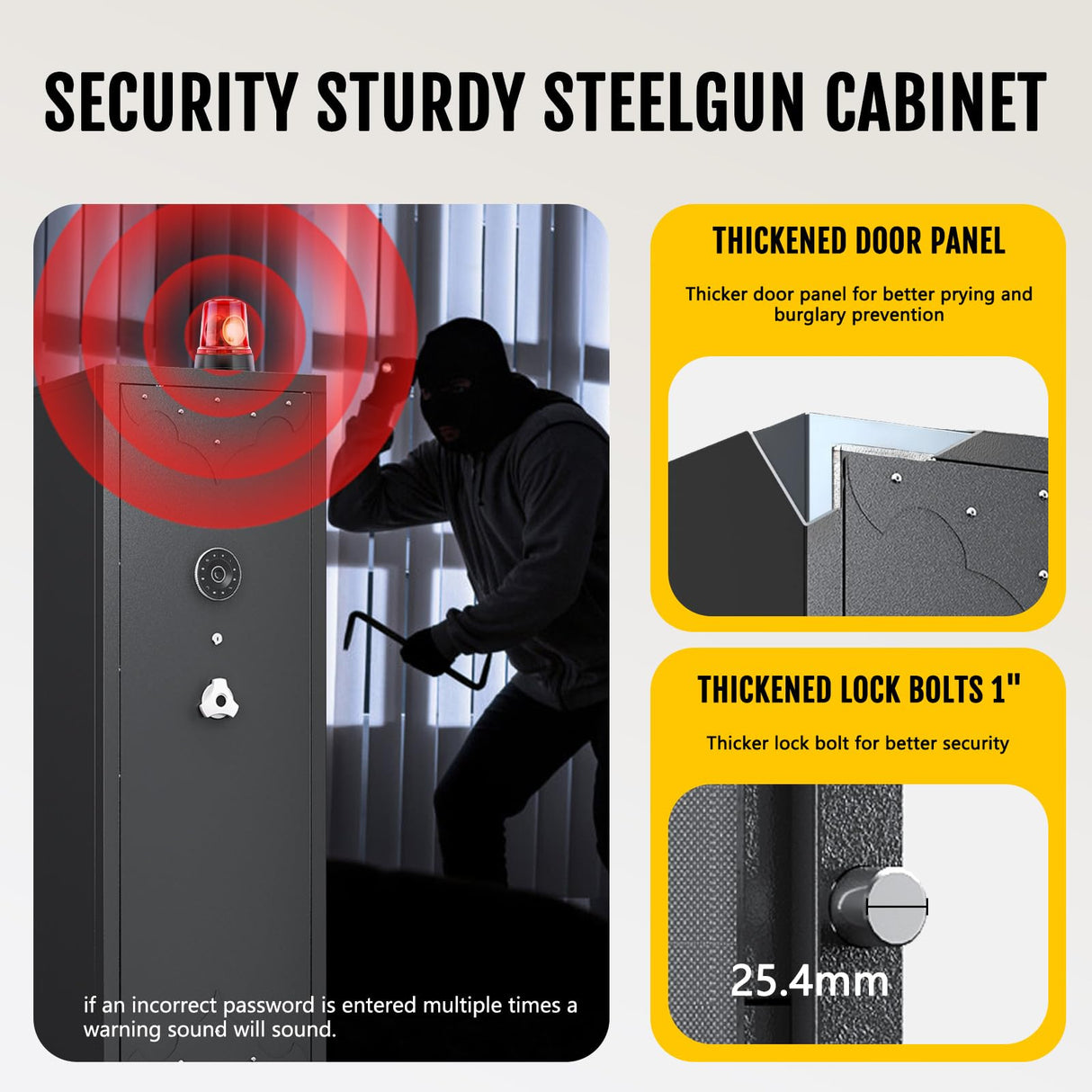 KAER 12-15 Gun Safe for Home, Large Rifle Safe & Pistol Cabinet with 3 Adjustable Gun Racks, 4 Pistol Pockets, Unassembled Digital Large Gun Locker for Gun & Ammunition Storage KAER
