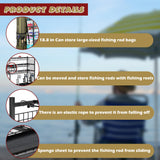 ztysn Fishing Rod Storage With 15 Hooks For Garage, 45.2in Extra Large Fishing Pole Holder Gear Organizer Rack Up To 20 Rods, Tackle Box Reel Storage Cart ztysn