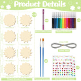 gisgfim 16 Pack Lotus Flower Wind Chime Crafts Kits for Kids Make Your Own Mandala Wind Chime Wooden DIY Arts and Crafts Decoration for Xmas Party School Classroom Decorations Supplies Birthday Favors gisgfim