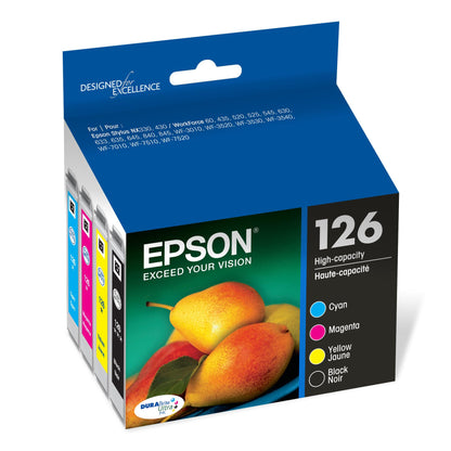 EPSON 126 DURABrite Ultra Ink Black & Color Combo Pack For WF-3520, WF-3530, WF-3540, WF-520, WF-545, WF-630, WF-633, WF-635, WF-645, WF-7010, WF-7510, WF-7520, WF-840, WF-845 and other select models