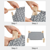 Patas Lague Cat and Dog Hammock Bed Small Dog Bed, Wooden Cat Elevated Cooling Outdoor Bed for All Seasons, Cat Beds for Indoor Cats, Cat Cots Furniture Pet Bed Puppy Bed(Monstera Leaf) Patas Lague