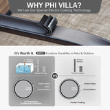 PHI VILLA 9 Pcs Patio Dining Set with Large Square Metal Dining Table & 8 High Back Padded Outdoor Swivel Dining Chairs, Outside Table Chair Furniture Dining Set for 8 Person PHI VILLA