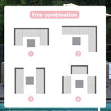 ZJEYEJZ 7-Piece Patio Furniture Set - Outdoor Sectional Sofa Set with Cushions and Glass-Top Coffee Table for Gardens, Poolside, Backyards and Porches, Black/Grey ZJEYEJZ