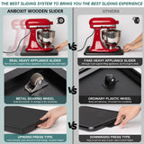 ANBOXIT Appliance Slider, Wooden Sliding Tray for Coffee Maker, Coffee Pot Slider for Counter, Kitchen Caddy Rolling Tray (Classic Black- Wide) ANBOXIT