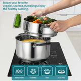 SLOTTET 6 Quart Stainless Steel Stock Pot with Steamer,6 Qt Multipurpose Stockpot with Stay-cool silicone Handle and Glass Lid,Soup Pot for Cooking SLOTTET