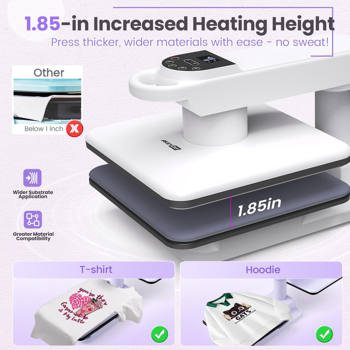 Whubefy 360° Swivel Auto Heat Press 15x15 - Professional Automatic Shirt Press Machine with Auto Release & 7-Level Auto Pressure - Swing Away Large Pro Heat Press Machine for T Shirts Hoodie HTV Vinyl Whubefy