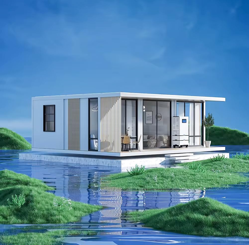 Tiny House,Two Bedroom Solar Prefab Home, 9mX4.5mX2.48m, 40.5 sqm,Zero Carbon Footprint, Premium Materials, Luxury Design,Equipped Bathroom and Bedroom, Wind,fire,Water Resistance-Customizabl - WoodArtSupply