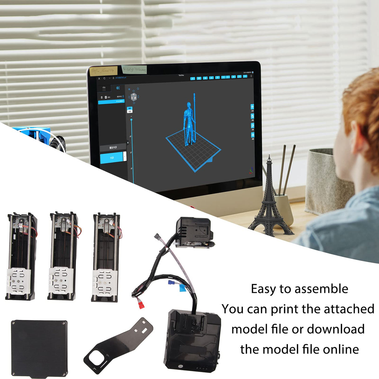 FDM Mini 3D Printer for Beginners, Smoothly Printing High Accuracy Mini 3D Printer with Uniform Heating, Quick Assembly, Easy for Kids (US Plug) Bewinner