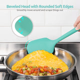 600ºF Heat Resistant Kitchen Utensil: U-Taste 13.6" Extra Long Silicone Cooking Tools Set, Food-Grade Non-Stick Solid and Slotted Turner Spatula, Mixing Spoon, and Soup Ladle (5 Pieces, Aqua Sky) U-Taste