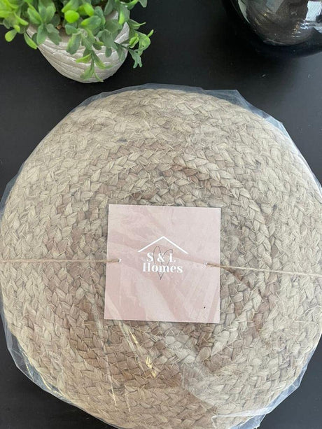Scandilivin Homes Pouf Ottoman - 100% Natural Jute Braided- Footrest Pouf Hand Knitted - Traditional Cord Boho Pouffe - for The Living Room, Bedroom, Nursery, Patio, Lounge (20" x 20" x 10") S & L Homes