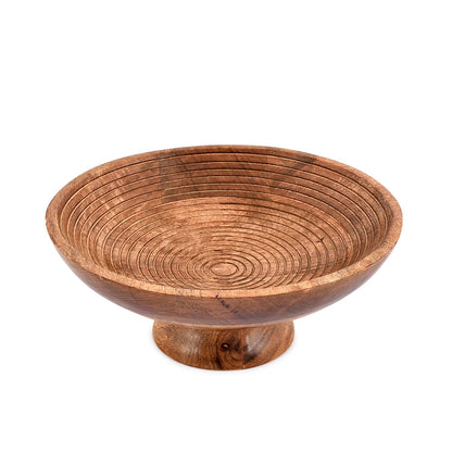 NIRMAN FRUIT BOWL Mango Wood Round Shaped Serving Bowl For Fruit,Dessert Platter Tray Dish Kitchen Dining Fruit,Dessert,Snack (12" x 12" x 5")