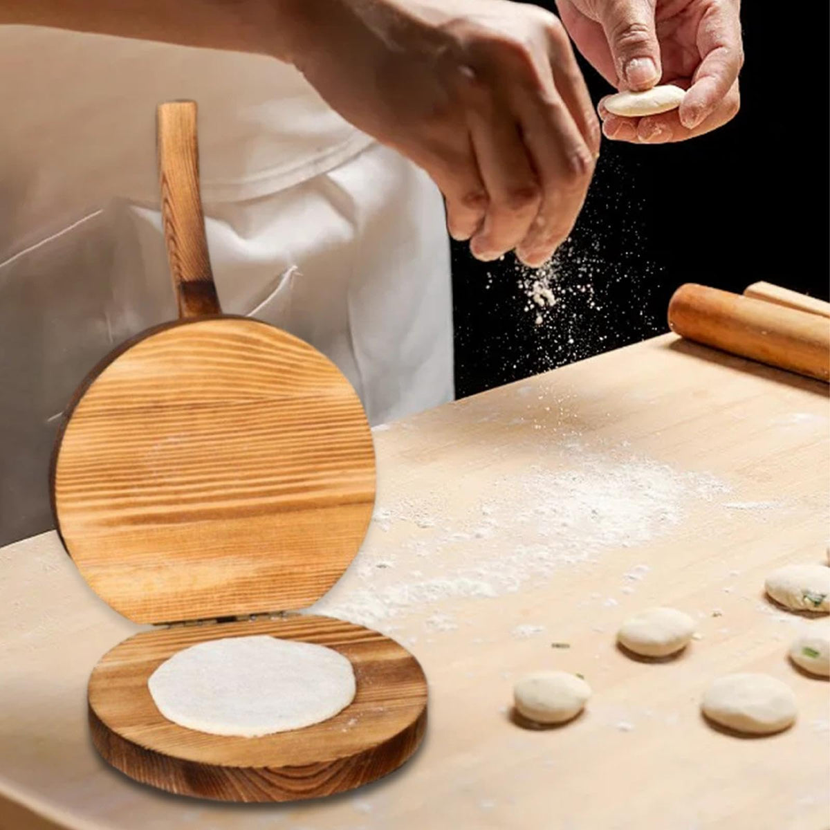 Wooden Tortilla Press Dumpling Wrapper Presser for Ravioli Pancakes Pizza Manual Corn Tortillas Sugar Pancakes Wrapper FQRDKT