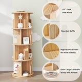 MXV Rotating Bookshelf, 360° Display 4-Tier Floor Standing Rotating Bookcase, Storage Rack for Kids&Adult, Multi-Functional Bookshelf Organizer for Bedroom, Study Room and Living Room MXV