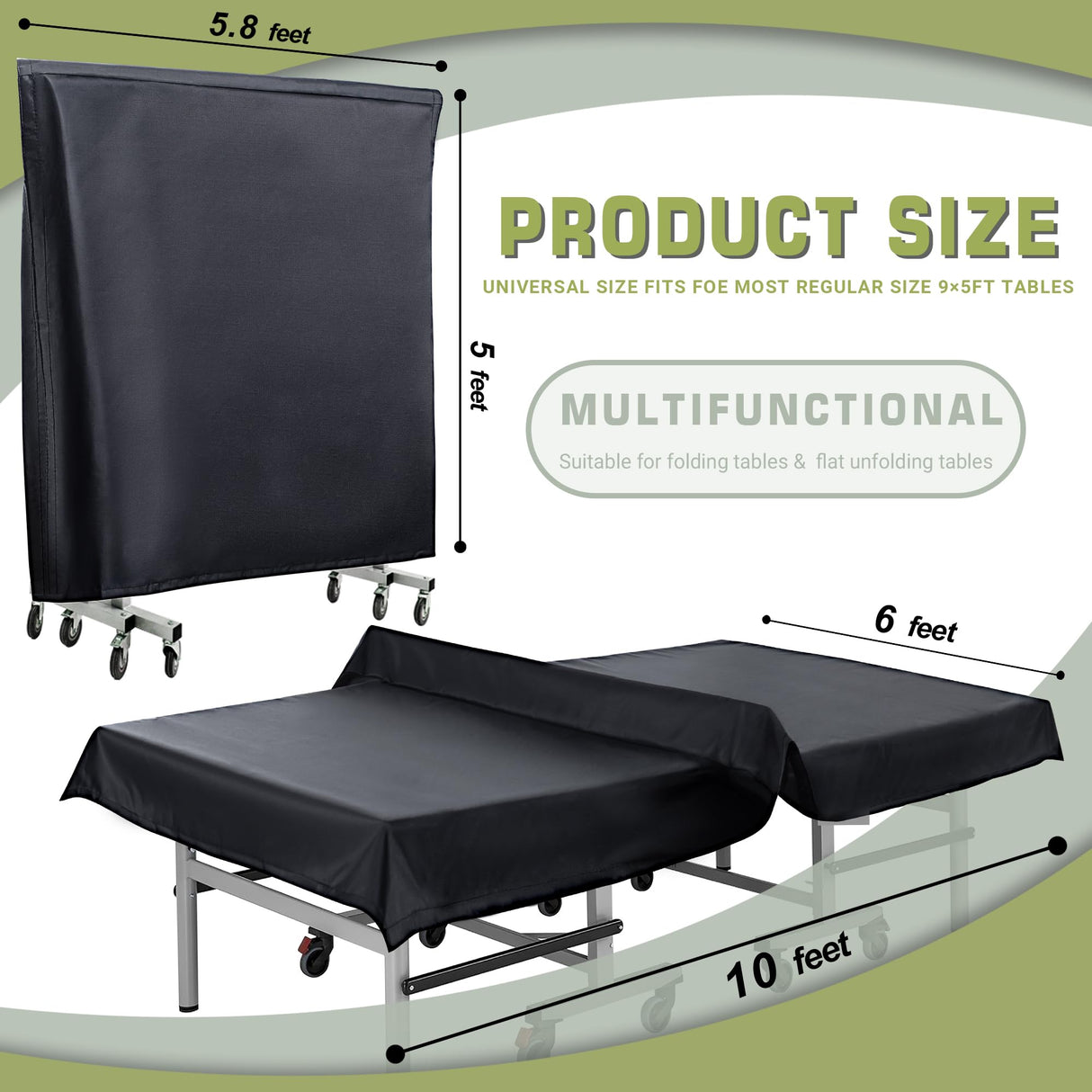 Golkcurx Ping Pong Table Cover,Table Tennis Cover Waterproof Sunproof Indoor & Outdoor Fits Universal 9x5 FT Tables (Black) (Outdoor) Golkcurx