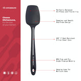 KITCHENLOVE Premium 600°F Heat Resistant 5 Piece Silicone Spatula Set for Baking, Cooking, Mixing - Non-Stick with High Grade S-Iron Steel Core - One Piece Seamless Design - BPA Free (Black) KITCHENLOVE