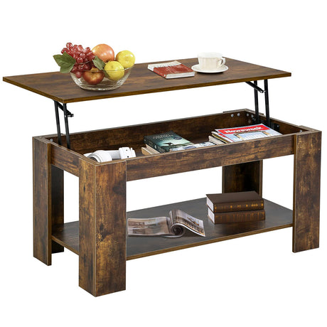 FDW Lift Top Coffee Table with Hidden Storage Compartment & Lower Shelf,Coffee Table with Lift Top for Living Room FDW