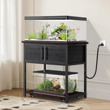 20-29 Gallon Fish Tank Stand with Power Outlet and Storage Cabinet,Aquarium Stand with Slide-Out Fish Tank Shelf,Heavy Duty Metal Frame and Waterproof Wood,31.5" L x 15.7" W 770LBS Capacity POKIPO