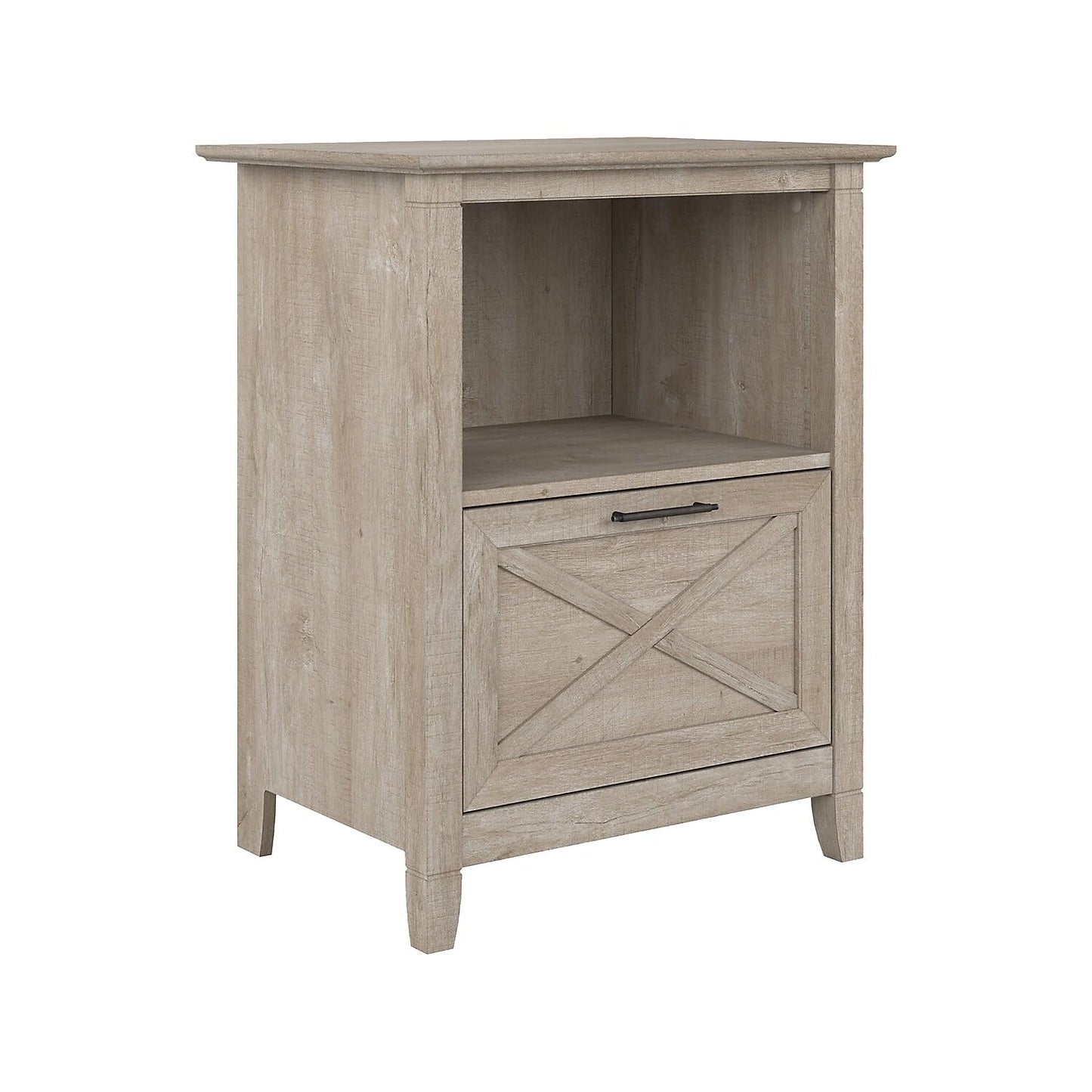 Bush Furniture Key West Washed Gray 1-Drawer Lateral File Cabinet with Shelf - WoodArtSupply