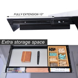 Large Under Desk Mounted Sliding Drawer with Bamboo Tray and 60 Degree Tilt Panel to Pull Out, 22'' Long & 13'' deep Large Storage Organizer for Sit Stand Workstation Gaxomo