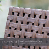 Grand patio 3-Piece Outdoor Counter Height Bar Set with Wood Grain Texture Leather-Look Wicker Bar Set with Market Umbrella Hole Furniture for Patio, Balcony, Garden - Brown Grand patio