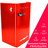 Frigidaire Retro Compact Fridge with Chiller, 3.2 cu ft Countertop Fridge with Built-In Bottle Opener, Compact Refrigerator for Office, Bedroom, Dorm Room or Cabin - 16.5"D x 19"W x 31"H (Red) Frigidaire
