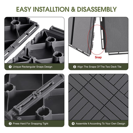 9 Pcs Plastic Interlocking Deck Tiles 12“x 12” for Bathroom, Swimming Pool, Garden, Balcony, Indoor & Outdoor Floor Drainage, Non Slip Soft Floor Mat YI