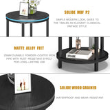 Round Side Table Set of 2,16in Rustic Wooden End Table Surface Top & Sturdy Metal Legs Nightstand for Living Room Bedroom Farmhouse Sofa Table with NSdirect