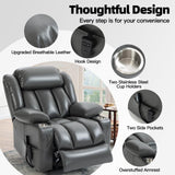EZZUP Lay Flat Lift Recliner Chair with Massage & Heat for Elderly People, Electric Power Lift Chair w/Dual Motor, 2 Stainless Steel Cup Holders and 2 Remote Controls, Breathable Faux Leather Grey EZZUP